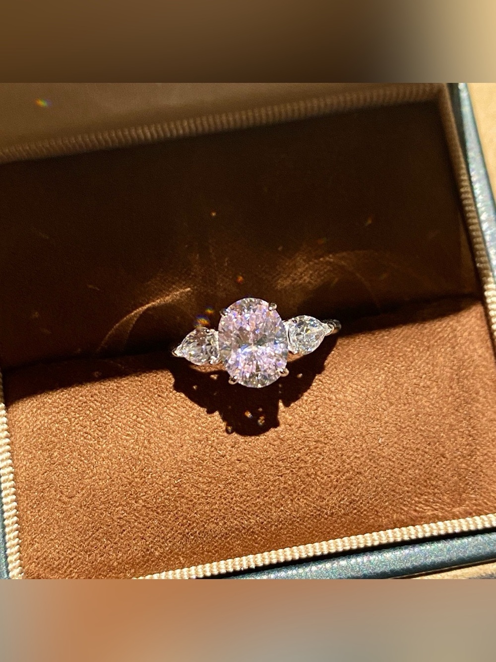 925 Sterling Silver Oval Cut Diamond Ring